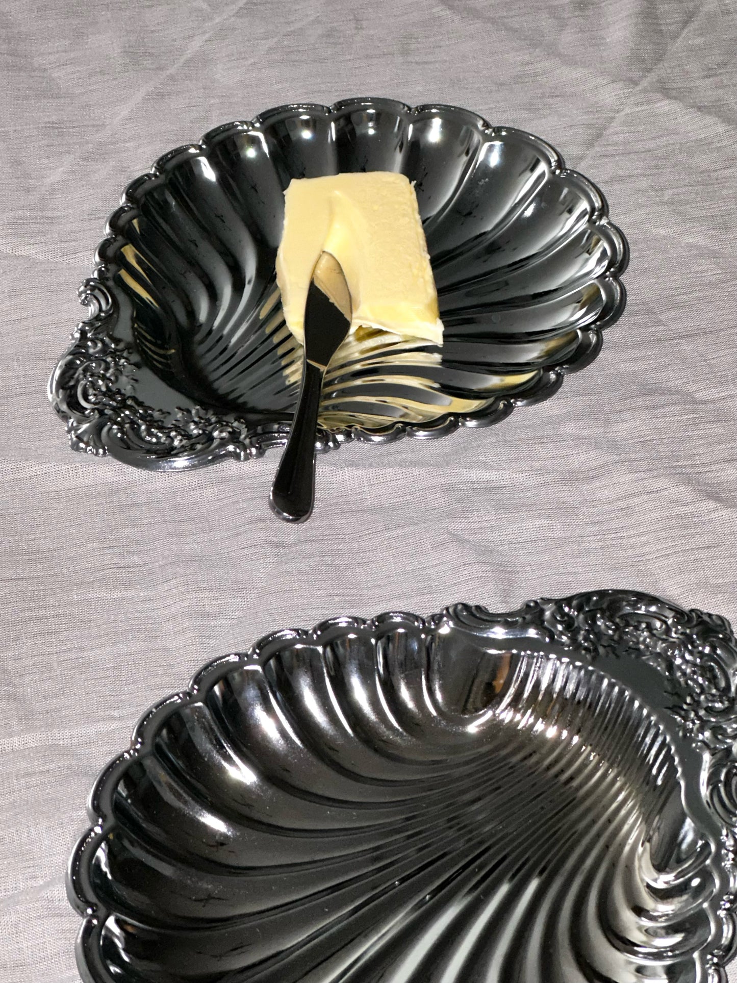 Vintage Chrome Seashell Trays - Set of 2