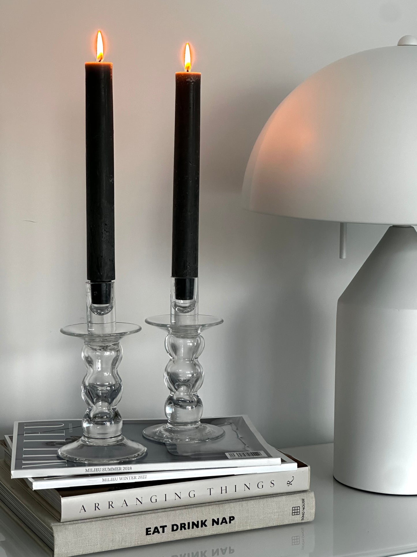 Pair of Handblown Glass Candle Holders