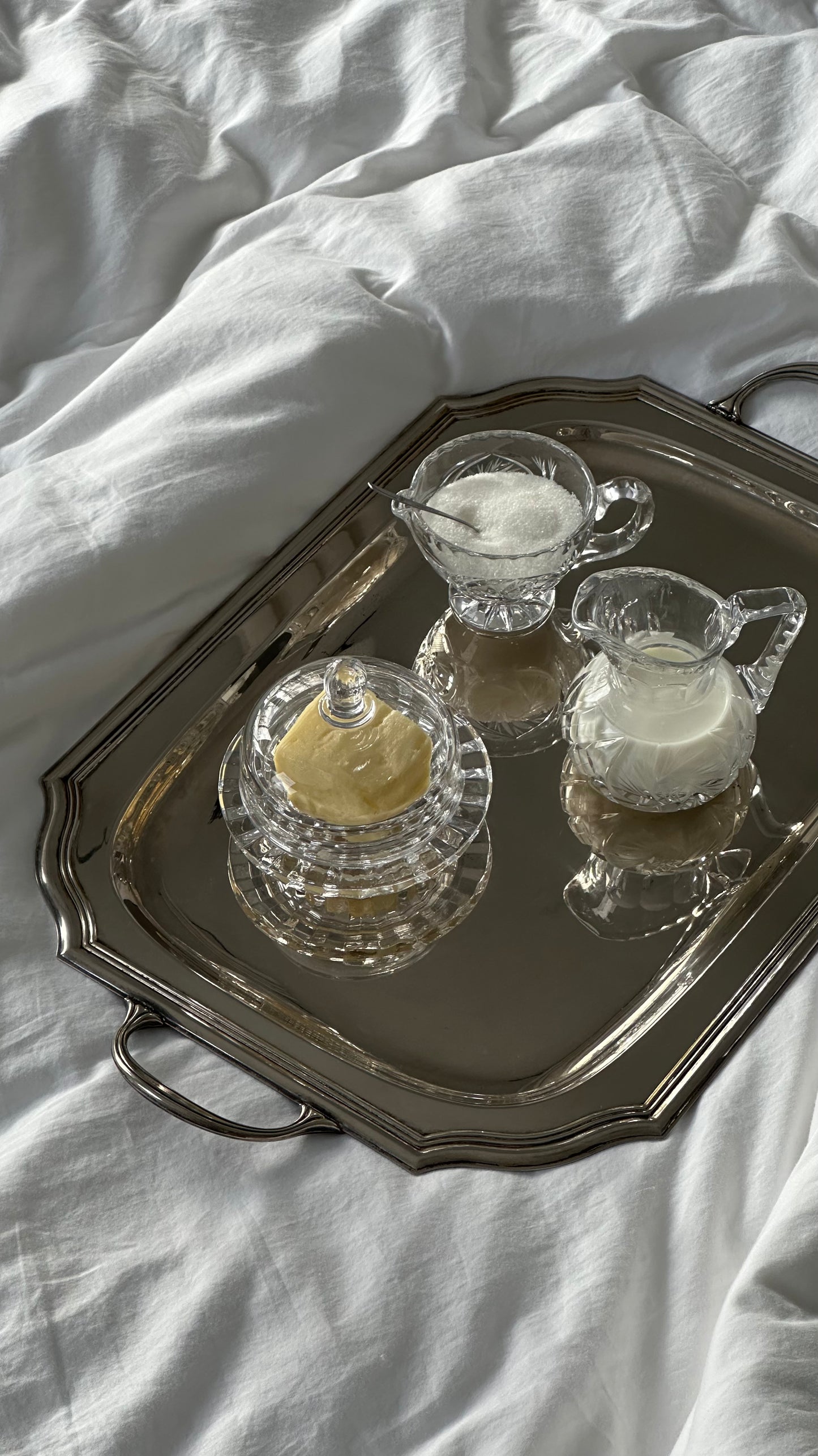 Art Deco Crystal Butter Dish and Creamer