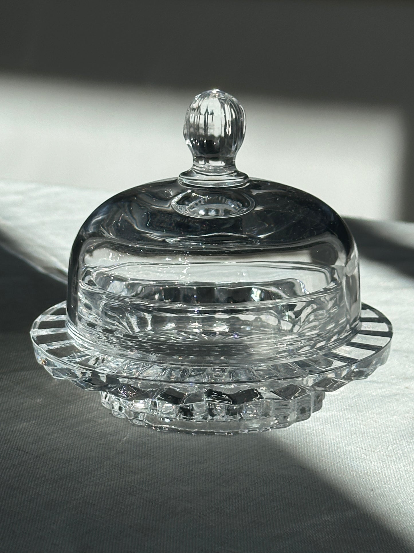 Art Deco Crystal Butter Dish and Creamer