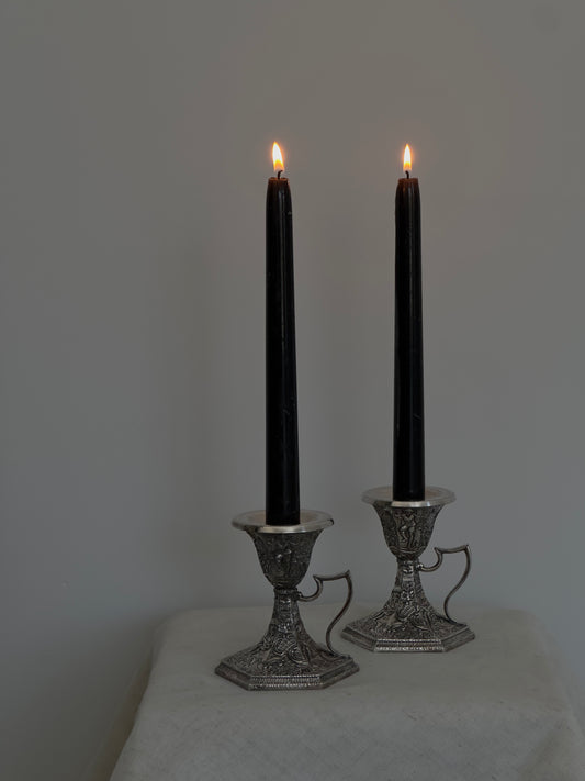 Antique Derby Silver Plated Candleholder Set