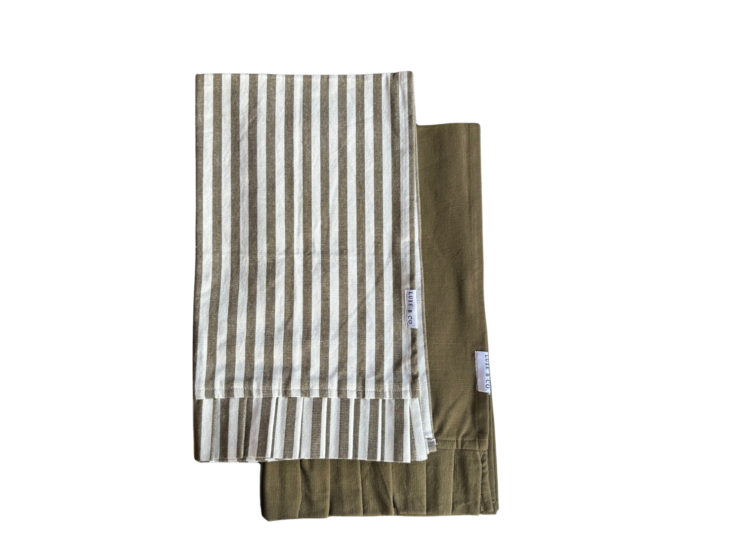 Olive Green & White Ruffle Kitchen Towel