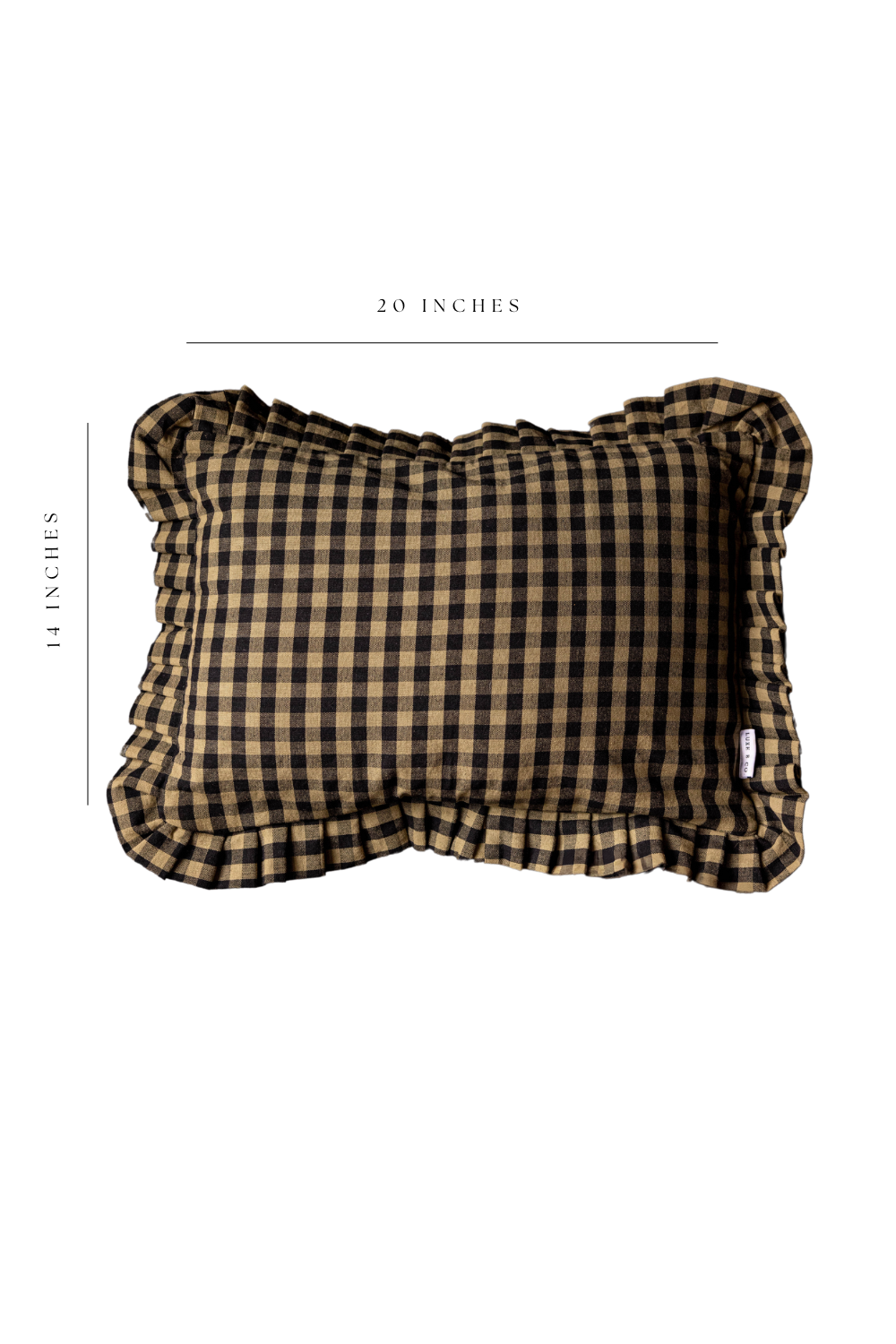 Ruffle Lumbar Pillow in Olive Green Gingham