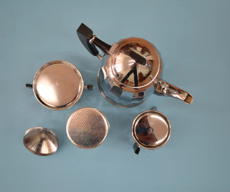 Belgian Art Deco Chrome Coffee Set by Demeyere, 1940s.