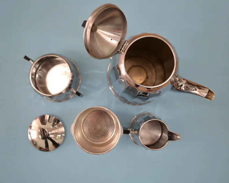 Belgian Art Deco Chrome Coffee Set by Demeyere, 1940s.